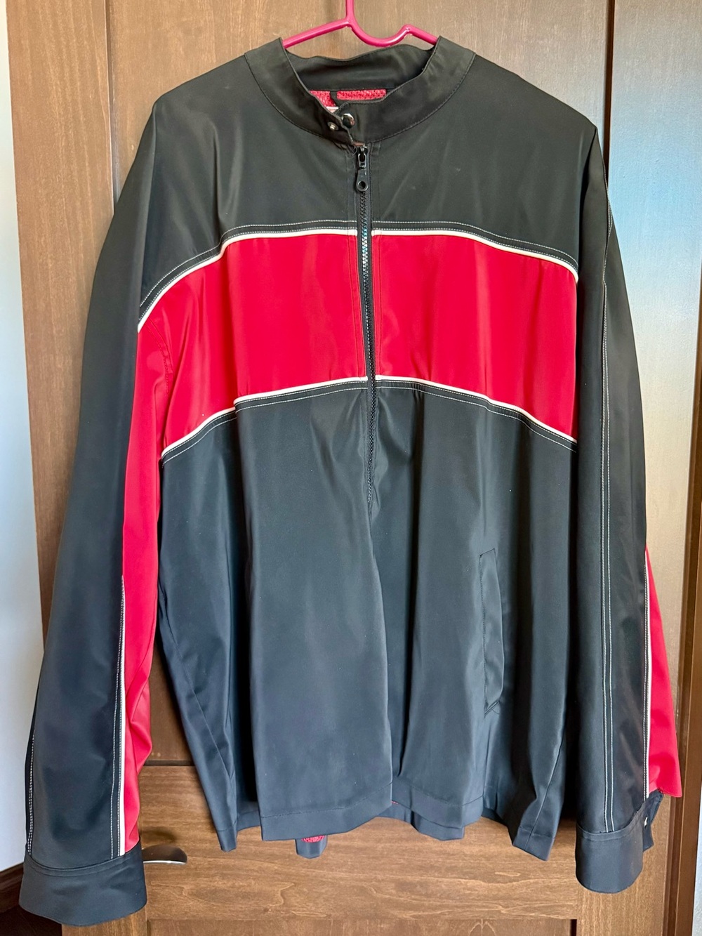 Decibel Men's Performance Motorcycle full Zip Jacket in Black and Red